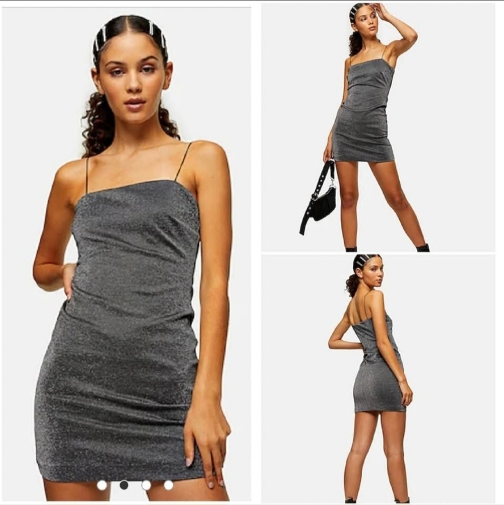 NWT Topshop Shimmering Silver Mini Dress ~sz 4